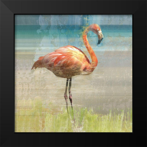 Flamingo Fancy I Black Modern Wood Framed Art Print by Nan