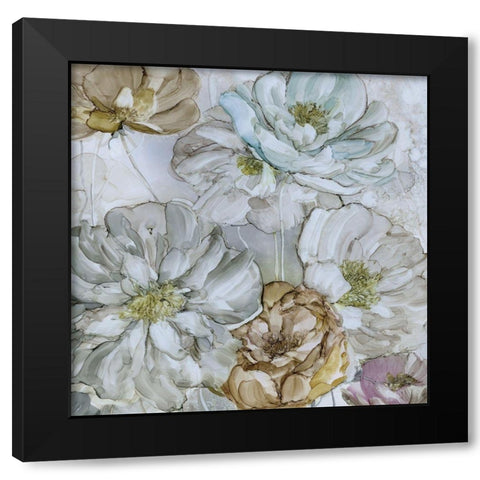 Moonlit Peonies Black Modern Wood Framed Art Print by Robinson, Carol