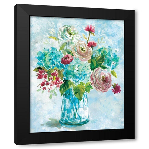 Blue Bouquet II Black Modern Wood Framed Art Print by Robinson, Carol
