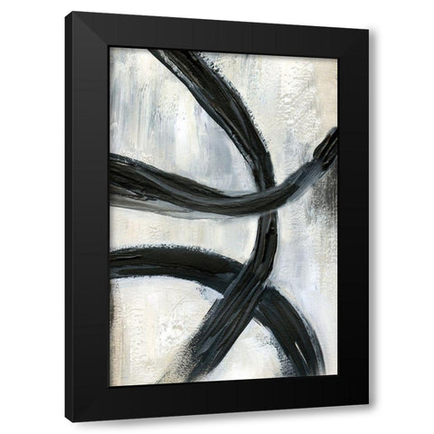 Abstract Rings II Black Modern Wood Framed Art Print with Double Matting by Nan