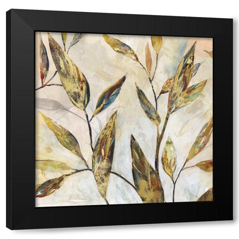 Gilded Leaves II Black Modern Wood Framed Art Print by Robinson, Carol