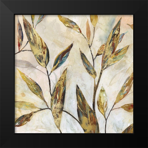 Gilded Leaves II Black Modern Wood Framed Art Print by Robinson, Carol