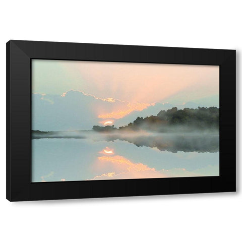 Sunset Cove Black Modern Wood Framed Art Print by Nan