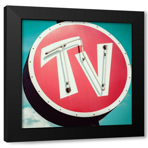 Retro TV Black Modern Wood Framed Art Print with Double Matting by Delimont, Danita