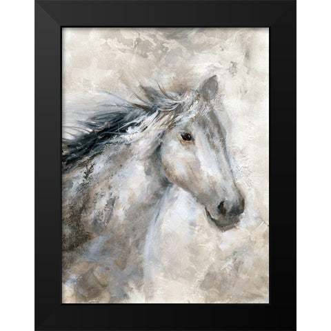 Neutral Horse Black Modern Wood Framed Art Print by Nan