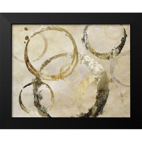 Golden Rings Black Modern Wood Framed Art Print by Nan