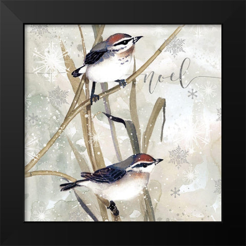 Winter Birds Noel Black Modern Wood Framed Art Print by Robinson, Carol