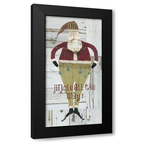 Jingle Santa Black Modern Wood Framed Art Print with Double Matting by Robinson, Carol