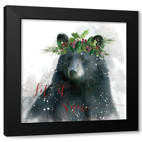 Let It Snow Bear Black Modern Wood Framed Art Print by Robinson, Carol