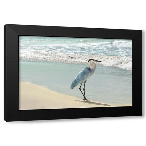 Beach Set Heron Black Modern Wood Framed Art Print with Double Matting by Nan