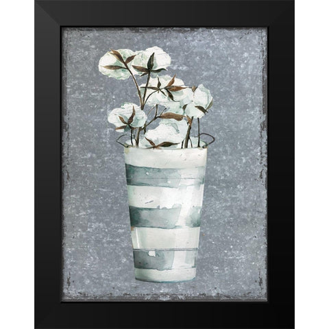 Cotton on Galvanized Metal Black Modern Wood Framed Art Print by Robinson, Carol