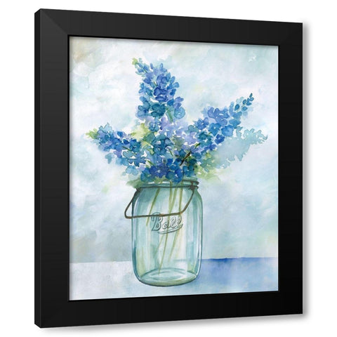 Bluebonnets Black Modern Wood Framed Art Print with Double Matting by Nan