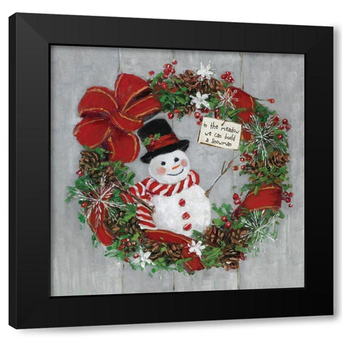 Mr. Snowman Black Modern Wood Framed Art Print by Swatland, Sally