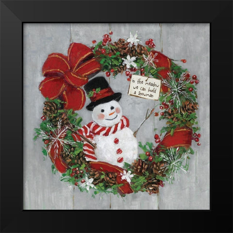 Mr. Snowman Black Modern Wood Framed Art Print by Swatland, Sally