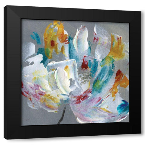 Tye Dye Flower Black Modern Wood Framed Art Print by Craven, Katrina