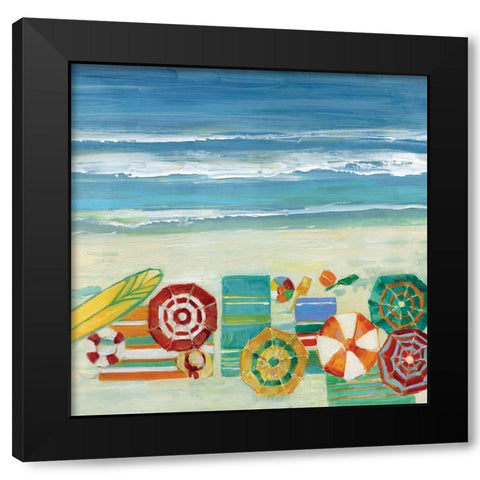 Beach Fun I Black Modern Wood Framed Art Print by Swatland, Sally