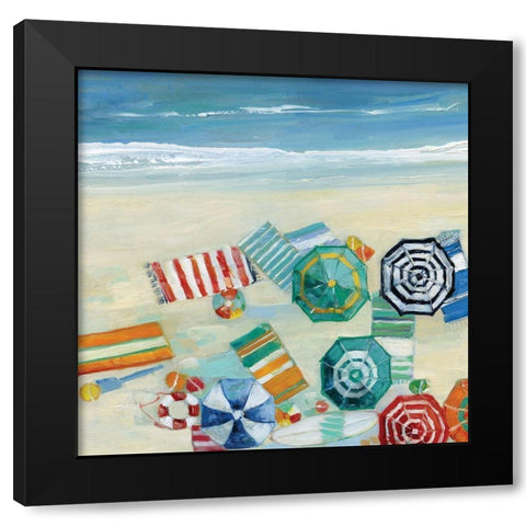 Beach Fun II Black Modern Wood Framed Art Print by Swatland, Sally