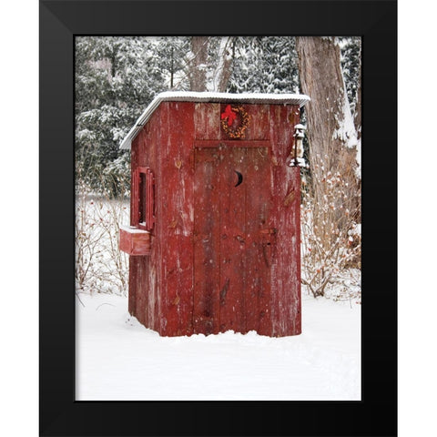 Holiday Outhouse Black Modern Wood Framed Art Print by Day, Richard and Susan