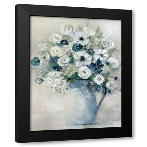 Anemone and Blue Black Modern Wood Framed Art Print with Double Matting by Swatland, Sally