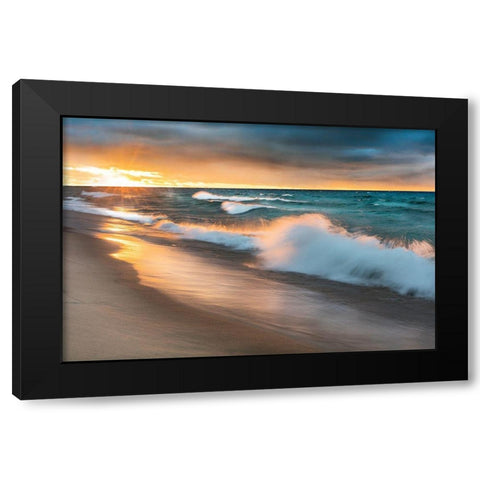 Miners Beach Light Black Modern Wood Framed Art Print with Double Matting by Delimont, Danita