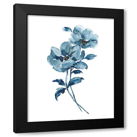 Blue Botanique I Black Modern Wood Framed Art Print with Double Matting by Nan