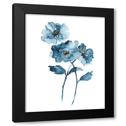 Blue Botanique II Black Modern Wood Framed Art Print with Double Matting by Nan