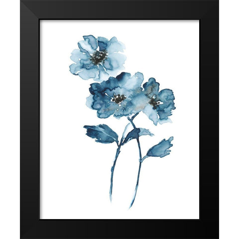 Blue Botanique II Black Modern Wood Framed Art Print by Nan