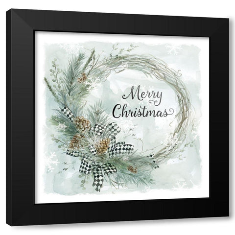 Merry Christmas Black Modern Wood Framed Art Print with Double Matting by Robinson, Carol