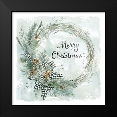 Merry Christmas Black Modern Wood Framed Art Print by Robinson, Carol