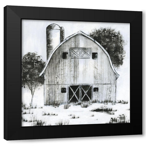 Black and White Barn I Black Modern Wood Framed Art Print by Nan