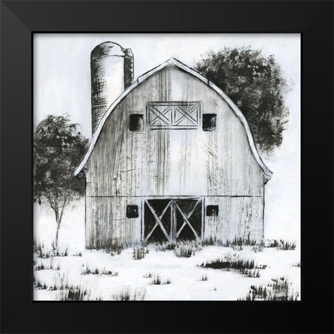 Black and White Barn I Black Modern Wood Framed Art Print by Nan