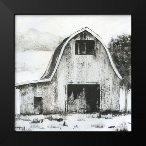 Black and White Barn II Black Modern Wood Framed Art Print by Nan