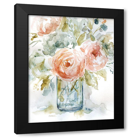 Cabbage Roses I Black Modern Wood Framed Art Print with Double Matting by Robinson, Carol