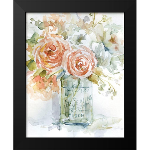 Cabbage Roses II Black Modern Wood Framed Art Print by Robinson, Carol