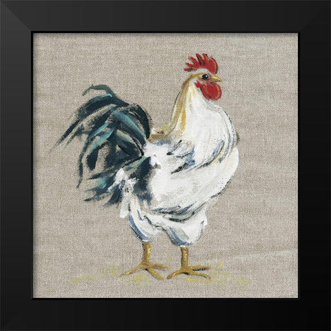 Linen Rooster I Black Modern Wood Framed Art Print by Robinson, Carol
