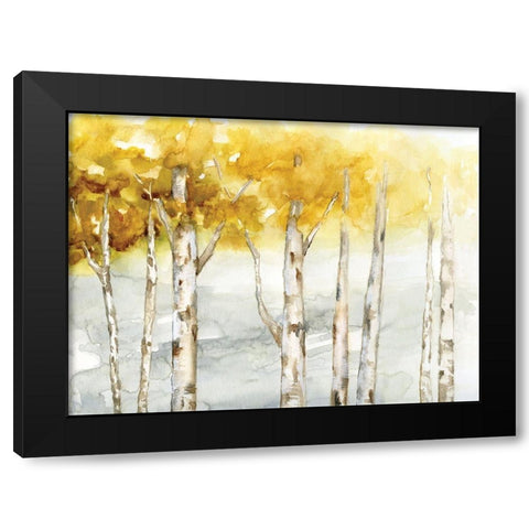 Golden Trees Black Modern Wood Framed Art Print with Double Matting by Nan