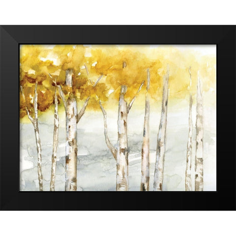 Golden Trees Black Modern Wood Framed Art Print by Nan