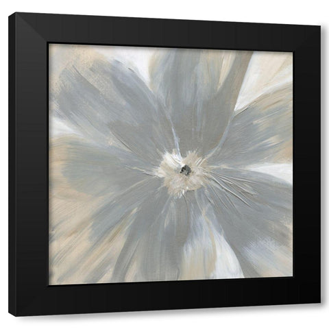 Silver Bloom Black Modern Wood Framed Art Print by Nan