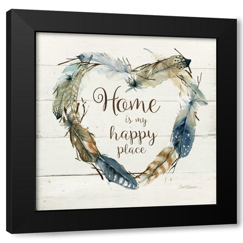 Happy Place Black Modern Wood Framed Art Print with Double Matting by Robinson, Carol