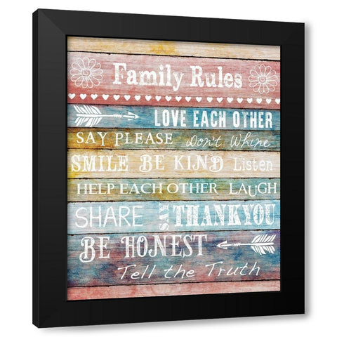 Family Rules Black Modern Wood Framed Art Print by Knutsen, Conrad
