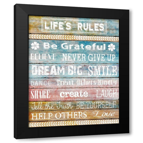 Life Rules Black Modern Wood Framed Art Print by Knutsen, Conrad