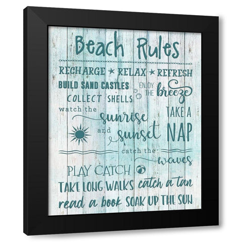Beach Rules Black Modern Wood Framed Art Print with Double Matting by Carpentieri, Natalie