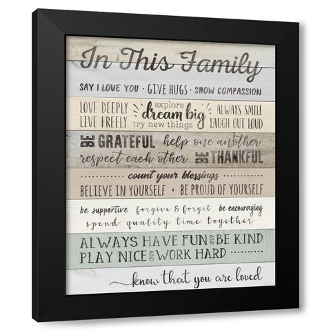 In This Family Black Modern Wood Framed Art Print by CAD DESIGNS