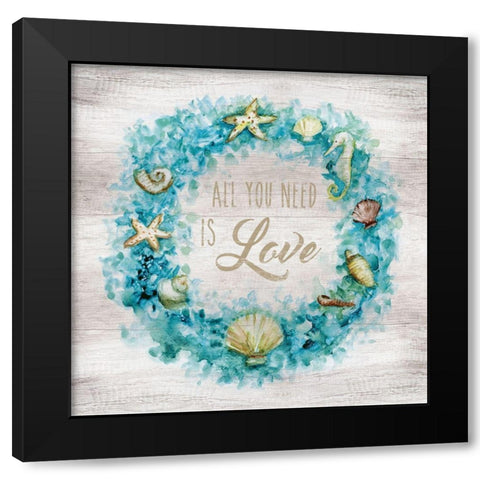 Love Beach Wreath Black Modern Wood Framed Art Print by Nan