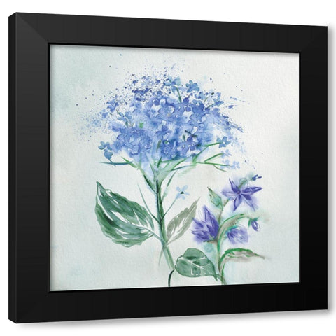 Blue Flower Wash Black Modern Wood Framed Art Print with Double Matting by Knutsen, Conrad