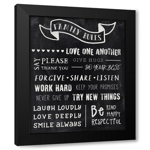 Chalkboard Rules Black Modern Wood Framed Art Print with Double Matting by CAD DESIGNS