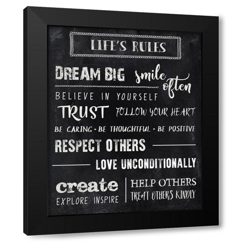 Chalkboard Rules Black Modern Wood Framed Art Print by CAD DESIGNS