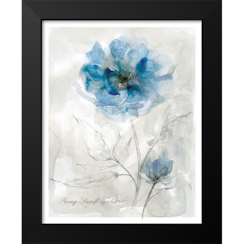 Blue Peony Black Modern Wood Framed Art Print by Robinson, Carol