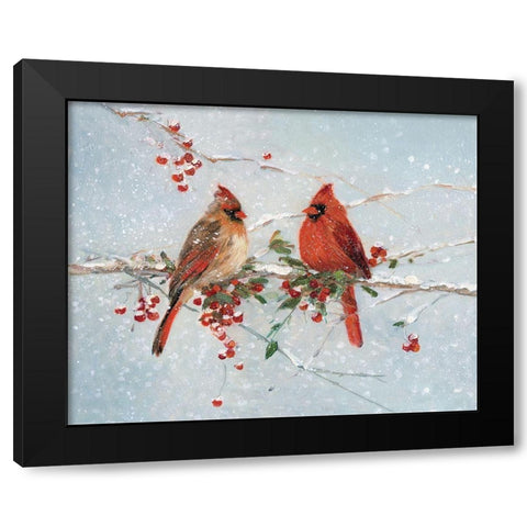 Cardinals in Winter Black Modern Wood Framed Art Print with Double Matting by Swatland, Sally