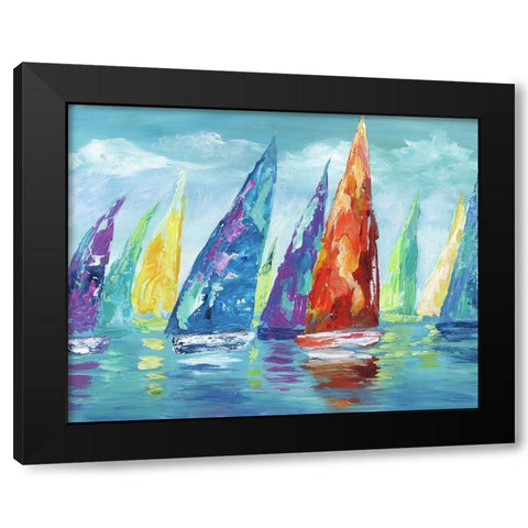 Fine Day Sailing II Black Modern Wood Framed Art Print with Double Matting by Nan